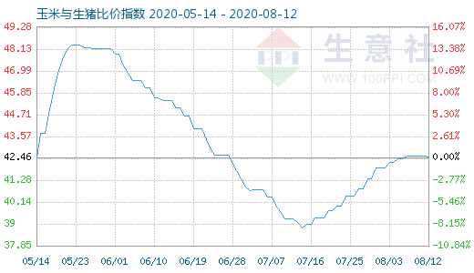 8月12日玉米与生猪比价指数图
