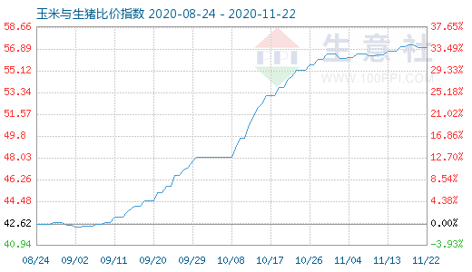 11月22日玉米与生猪比价指数图