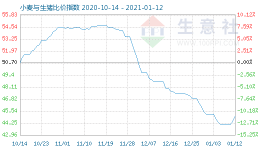 1月12日小麦与生猪比价指数图